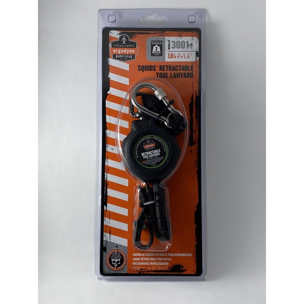 NEW Ergodyne Squids 3001 Retractable Tool Lanyard 2-Lbs Capacity LD Loop Style